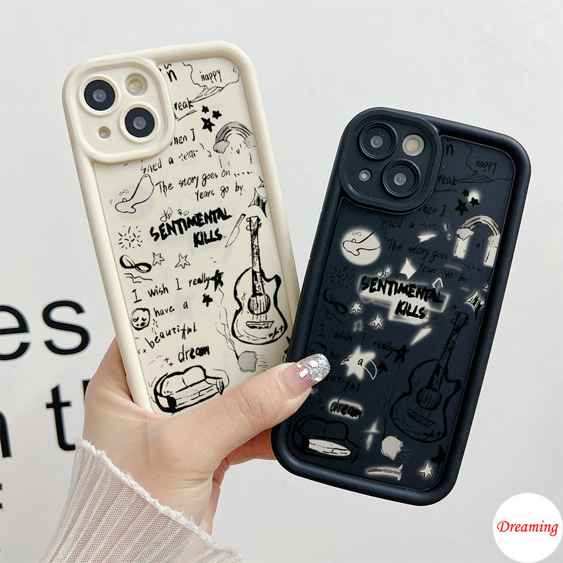 Ốp Lưng Cho Samsung Galaxy A06 A05 A04 A03 A02 A17 A16 A15 A14 A13 A12 A26 A25 A24 A23 A22 A20 A36 A35 A34 A33 A32 Chống Rơi Thiên Thần Mắt Thiết Kế Họa Tiết Đen Trắng Sáng Tạo Đàn Guitar
