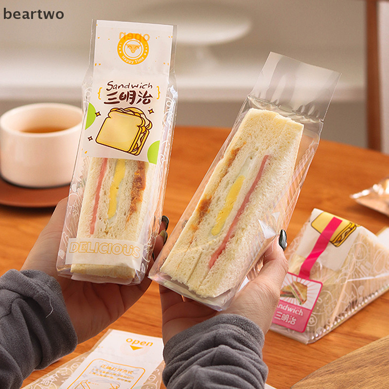< Beartwo > 100 Chiếc Sandwich Nhựa Bao Bì Túi Tam Giác Trong Suốt Cho Bánh Mì Mông Túi Trang Trí Tiệc Sinh Nhật Điều Trị Đẹp