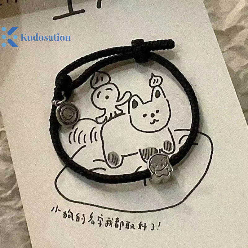 Kudosation Thời Trang Tốt Lành Chó Vòng Tay Dành Cho Nữ Động Vật Ngọt Ngào Mặt Dây Vòng Tay Có Thể Điều Chỉnh Dây Đeo Tay Cặp Đôi Quà Tặng