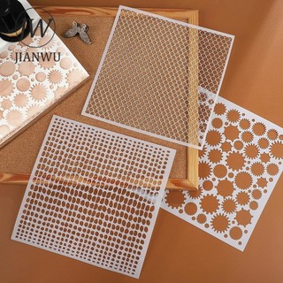 Jianwu Gạch Đỏ Tổ Ong Cá Cân Đồ Họa Nhựa Mặt nạ Bảng Chất Liệu Tem Sáng Tạo DIY Đồ Dùng Học Sinh Văn Phòng Phẩm