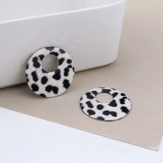 DIY Handmade Phụ Kiện Trang Sức Tính Khí Da Báo In Rỗng Tròn Ngôi Sao Năm Cánh Kim Cương Nhựa Mặt Dây Chuyền Tai Chất Liệu Trang Sức