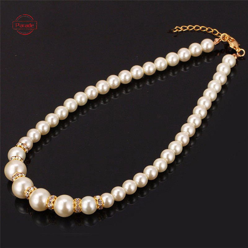Parade 3in1 Bộ Thanh Lịch Mô Phỏng Vòng Cổ Ngọc Trai Bông Tai Vòng Cổ Dài Nữ Cô Dâu Cưới Trang Sức Quà Tặng VN
