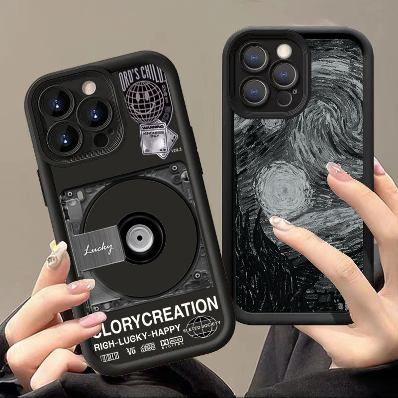 Dành Cho Samsung Galaxy S23 FE S24 S23 Ultra S22 S21 Plus S20 S21 FE Đêm Đầy Sao Retro Bộ Sưu Tập CD Hộp Chống Sốc Matte Silicon Mềm