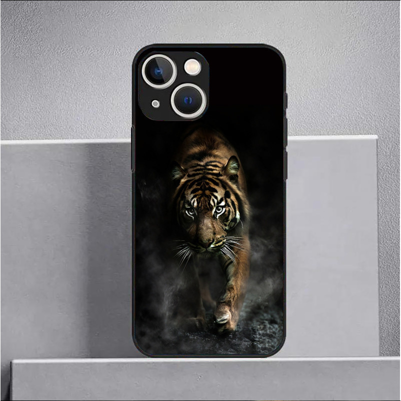 Ốp điện thoại kính cường lực động vật hổ cho IPhone 15 14 13 12 11 Pro XS Max Plus Mini X XR 8 7 6s SE2 / 3
