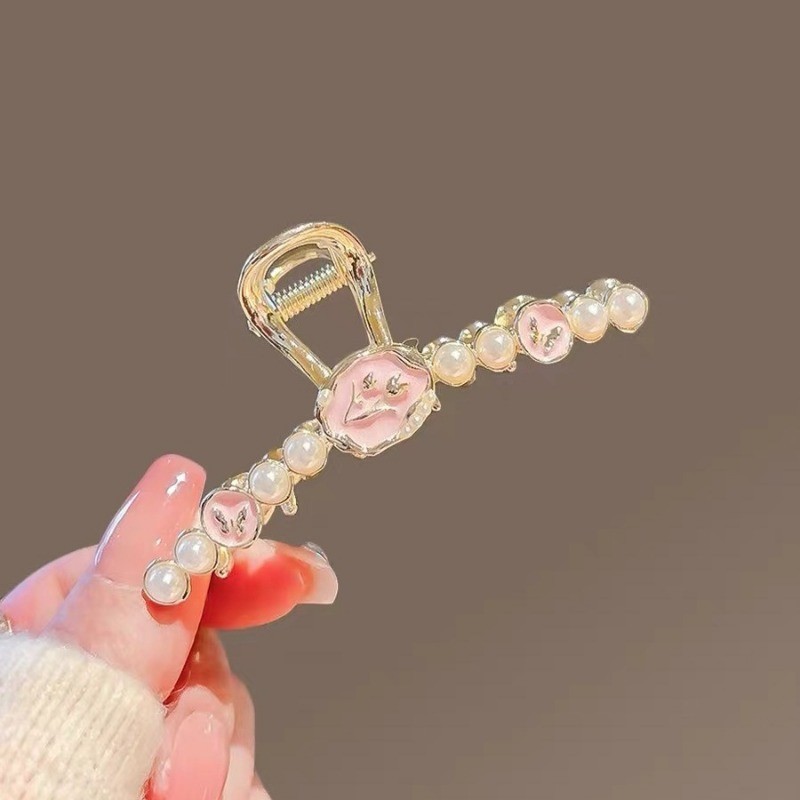 Mauropoli [Sẵn Sàng] Kẹp Hoa Tulip Pháp Nữ Phong Cách Mới Kẹp Tóc Đầu Sau Nửa Tie Cá Mập Kẹp Tóc Cao Cấp Trung Bình
