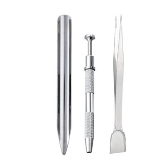 Fine 3 Chiếc Nhíp Chuyên Nghiệp Bộ Dụng Cụ Đá Quý Bằng Thép Không Gỉ Grabber Thép Không Gỉ Kim Cương Giá Đỡ Kim Loại Đính Hạt Dụng Cụ