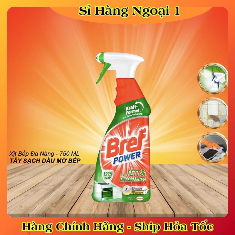Chai Xịt Tẩy Dầu Mỡ Nhà Bếp Bref Power Dung Tích 750ml Dùng Được Cho Máy Hút Mùi, Lò Nướng Của Đức