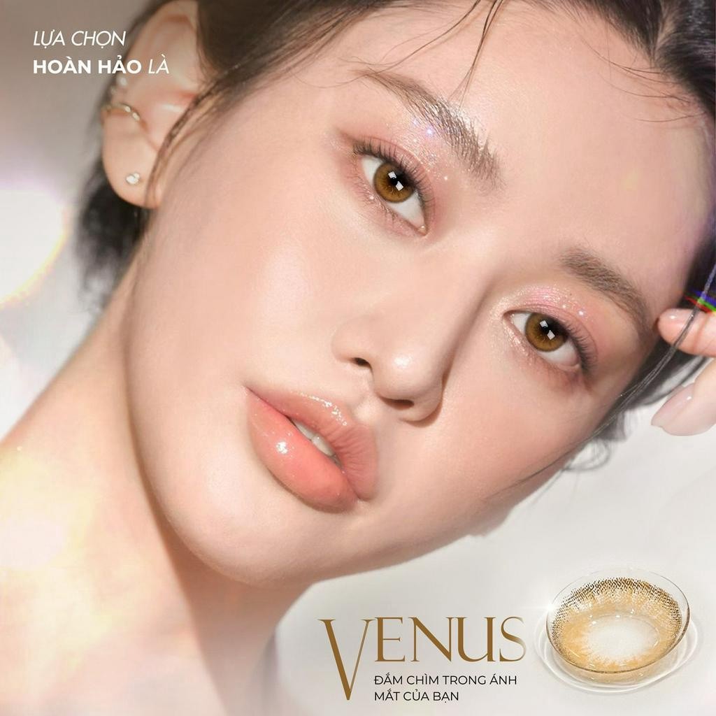 Lens cận nâu tây Venus Brown 💥HÀNG CAO CẤP💥 Kính áp tròng có độ cận (0-6) màu nâu thời thượng cho cô nàng cá tính