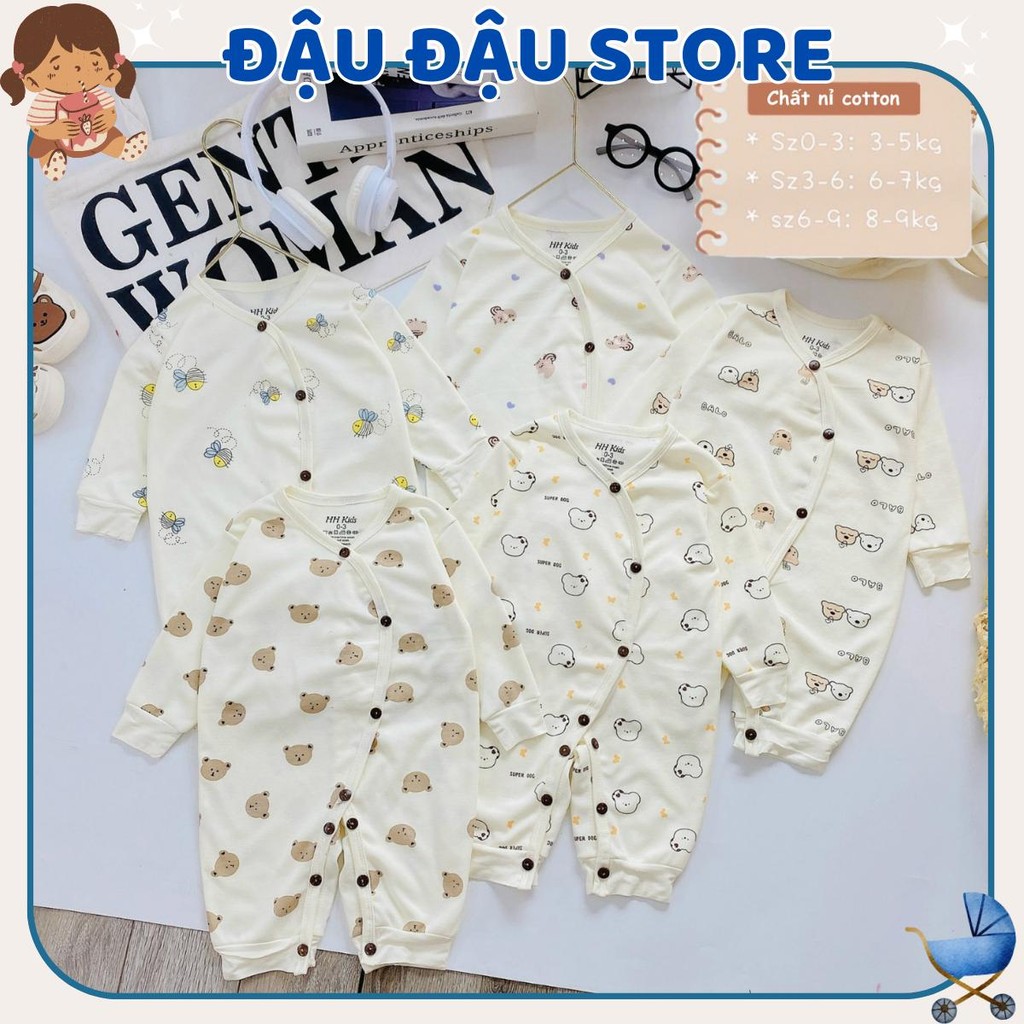 Set 2-3 Bộ Body Dài Tay Nỉ Cotton Thu Đông Cho Bé Sơ Sinh mềm mịn cho bé sơ sinh trai gái 0-9 tháng NC003 Đậu Đậu Store
