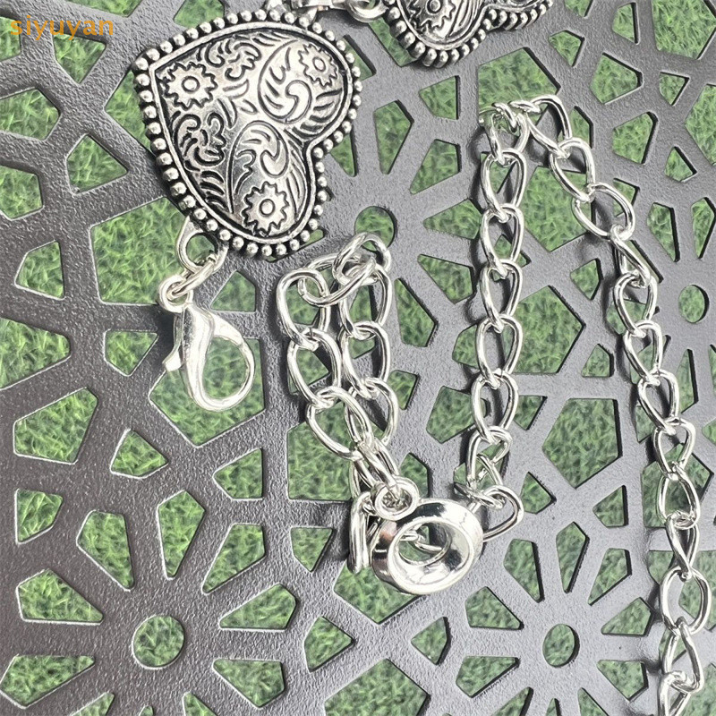 Siyuyan Trái Tim Tình Yêu Kim Loại Dây Thắt Lưng Nữ Retro Đa Năng Màu Bạc Dây Xích Đầm Váy Ngắn Gothic Dây Xích Phụ Kiện Thời Trang VN