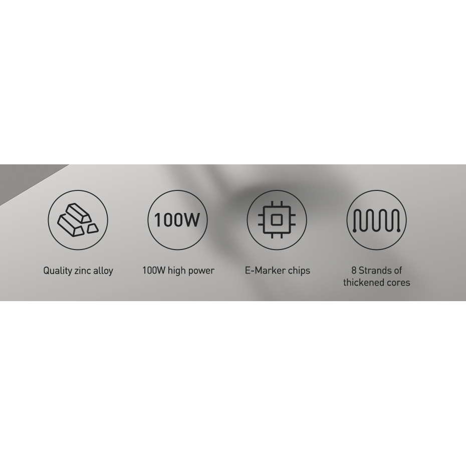 Cáp USB C Baseus 100W – Sạc Nhanh 5A PD QC3.0 cho Samsung Galaxy S20 và Huawei P40 Pro, P30, Mate 30 Pro