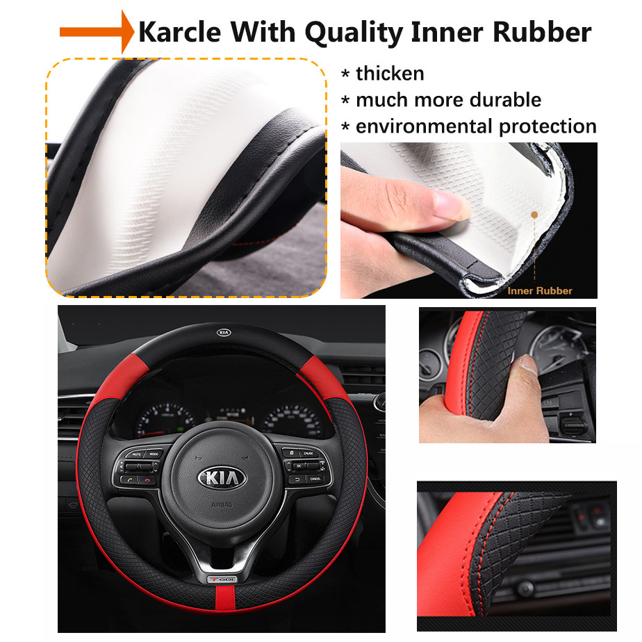 Hàng MỚI Bọc Vô Lăng Ô Tô Cho Xe Kia Cerato Forte Optima Picanto Sorento Sportage Seltos Stonic K2 K3 K4 K5 K9 KX3 KX5 KX7 Soluto 2022 Da Thấm Hút Mồ Hôi Phụ Kiện