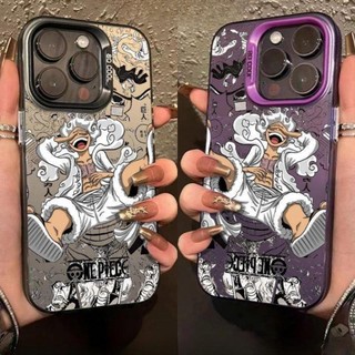 Anime Cool One Piece Nika Gear 5 Luffy Ốp Điện Thoại Cho Iphone 15 Pro Max 11 12 13 14 16 Pro Max 7 8 Plus XR X XS Max Shell Matte Armor Cứng Acrylic Chống Sốc Vỏ Laser Bạc