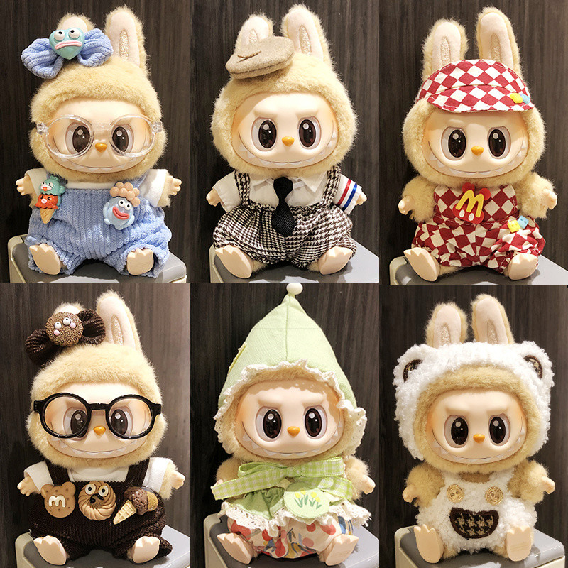 Ngồi dự tiệc labubu Mặt dây chuyền quần áo Macaron, vải labud, búp bê ...