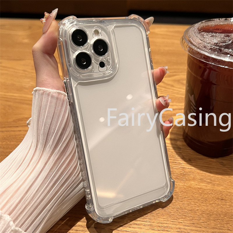 Ốp Silicon Trong Suốt Chống Sốc Sang Trọng Cho iPhone 16 15 14 13 12 11 Pro Max X Xs XR Max 7 8 Plus Bốn Góc Chống Rơi Trường Hợp