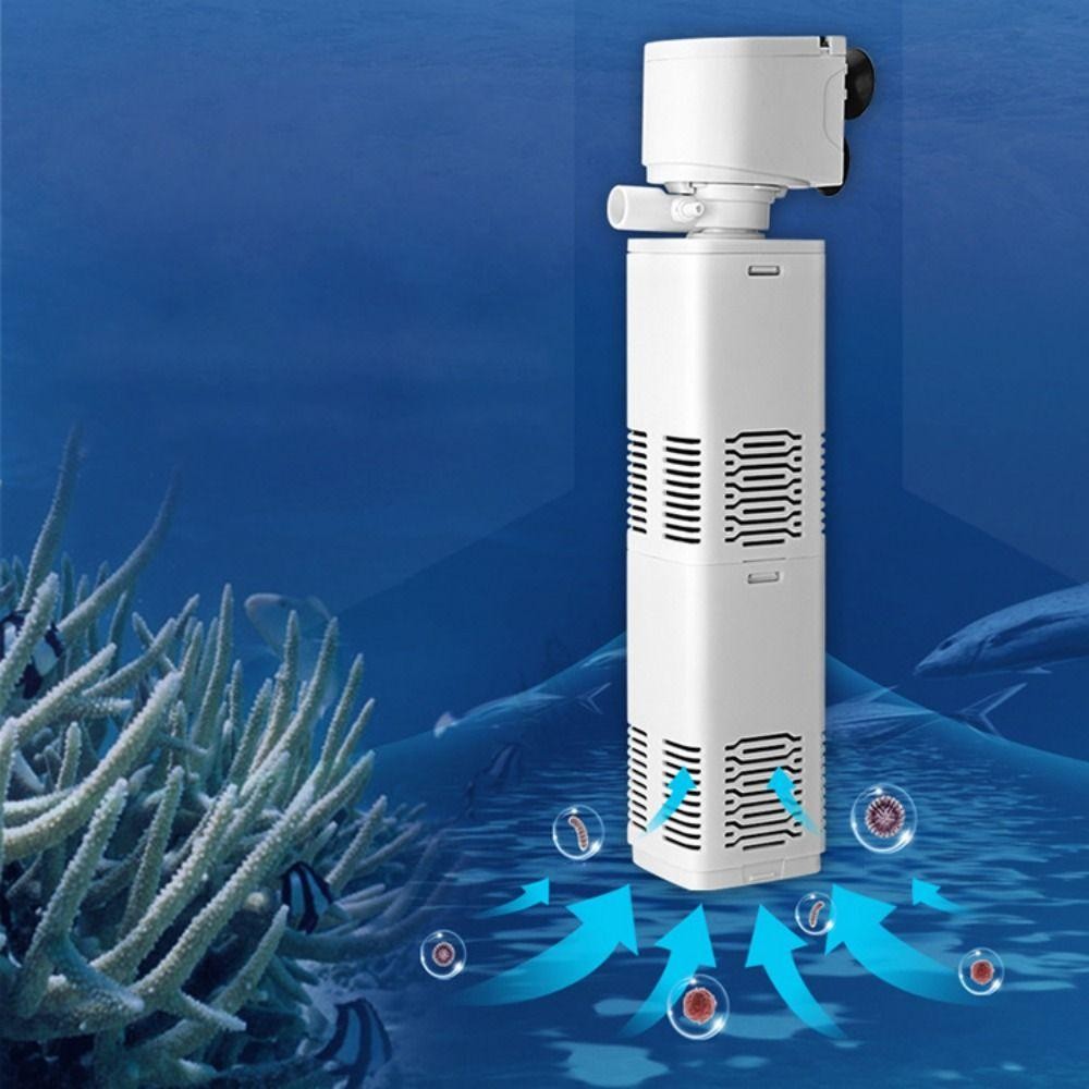 Bộ lọc bên trong bể cá FUHUIOT, Bộ lọc bể cá treo tường bằng nhựa, Bộ lọc phân cá Im lặng với bọt biển và ống hút Máy bơm không khí oxy cho bể cá