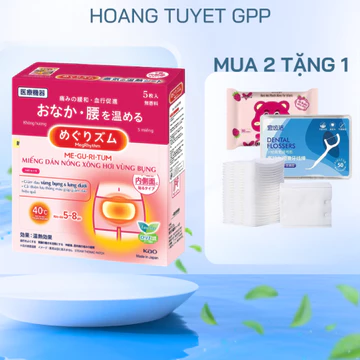 Miếng dán ấm giảm đau bụng kinh MeGuRyTum Nhật Bản giúp hạn chế đau quặn thắt, dễ mang theo, dễ sử dụng- Hộp 5 miếng