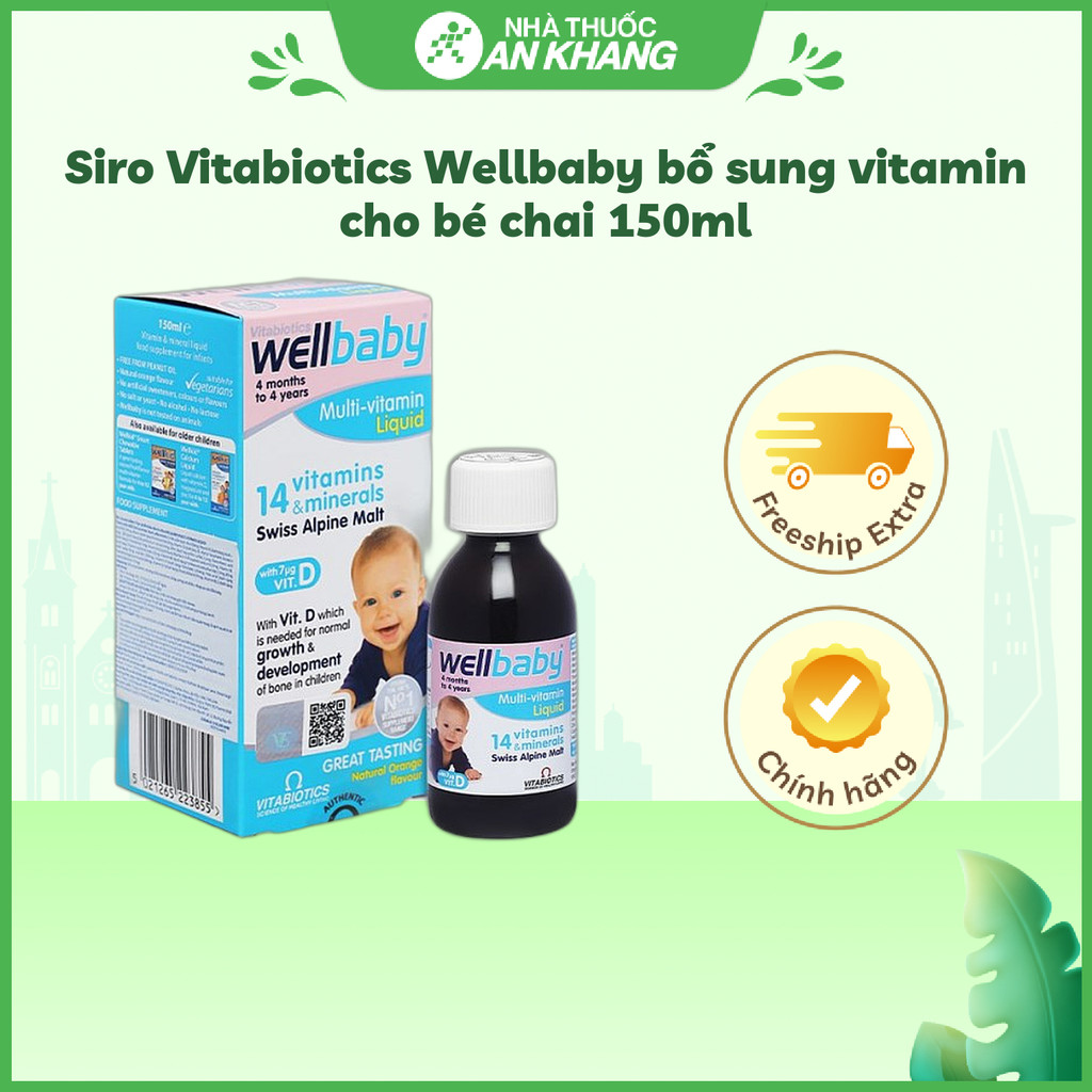 Vitabiotics Wellbaby Multi-vitamin Liquid (Chai 150ml) bổ sung vitamin cho trẻ