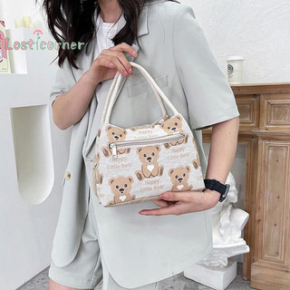 [Lostcorner] Túi đựng đồ ăn trưa hình gấu hoạt hình thời trang dành cho nữ Túi Tote sức chứa lớn Túi đựng đồ dã ngoại Túi đựng đồ ăn văn phòng ngoài trời di động [Mới]