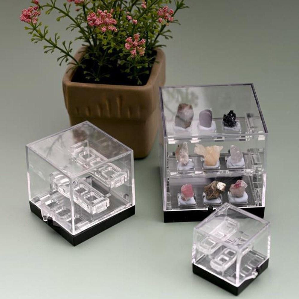 Hộp lưu trữ trong suốt CHEESELY, Giá trưng bày Acrylic Màn hình pha lê, Giá đỡ màn hình ba lớp đa chức năng Bộ sưu tập đá, đá & đá quý