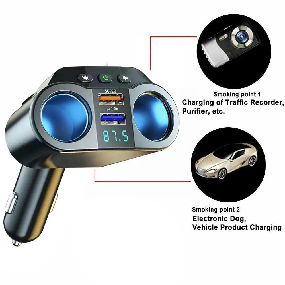 Bộ chia ổ cắm bật lửa thuốc lá ô tô QC 3.0 12-24V USB kép QC3.0 Bộ sạc nhanh USB kép 4.8A Bộ chuyển đổi nguồn hiển thị kỹ thuật số