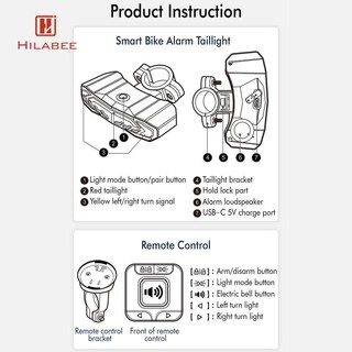 Đèn hậu HILABEE Cảnh báo điều khiển từ xa và di động phía trước chống nước cho