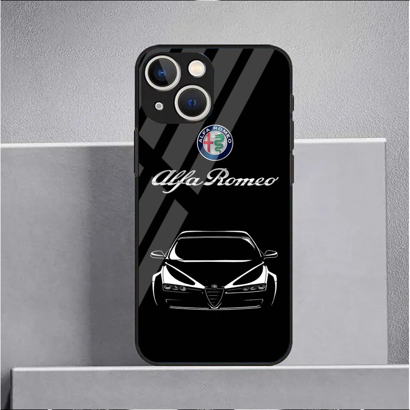 Ốp Điện Thoại Kính Cường Lực Alfa Romeo Cho IPhone 15 14 13 12 11 Pro XS Max Plus Mini X XR 8 7 6s SE2 / 3