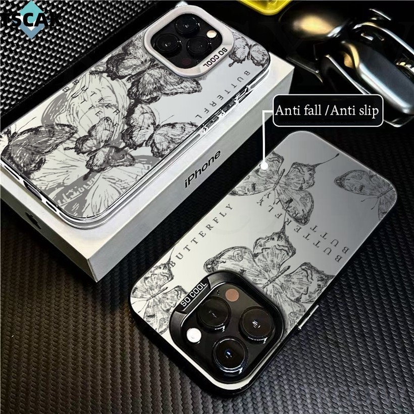Ốp điện thoại hình con bướm cổ điển Tương thích cho OnePlus 12 11 11R ACE 3 3V 2V 2 Vỏ bảo vệ màu bạc giả
