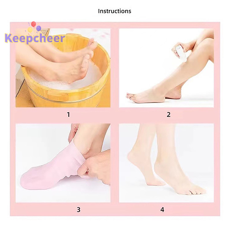 [Keepcheer] Tất chân dưỡng ẩm bằng silicon Massage chân Massage tẩy tế bào chết Tất Gel thoáng khí Loại bỏ da chết Dụng cụ chăm sóc bàn chân chống nứt nẻ [Mới]