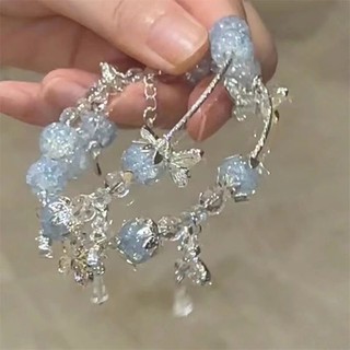 Hàn Quốc Hoa Gãy Bướm Vòng Tay Thời Trang Dễ Thương Hạt Pha Lê Vòng Tay Y2k Cho Bé Gái Trang Sức Đồ Trang Trí Cặp Đôi Người Bạn Quà Tặng