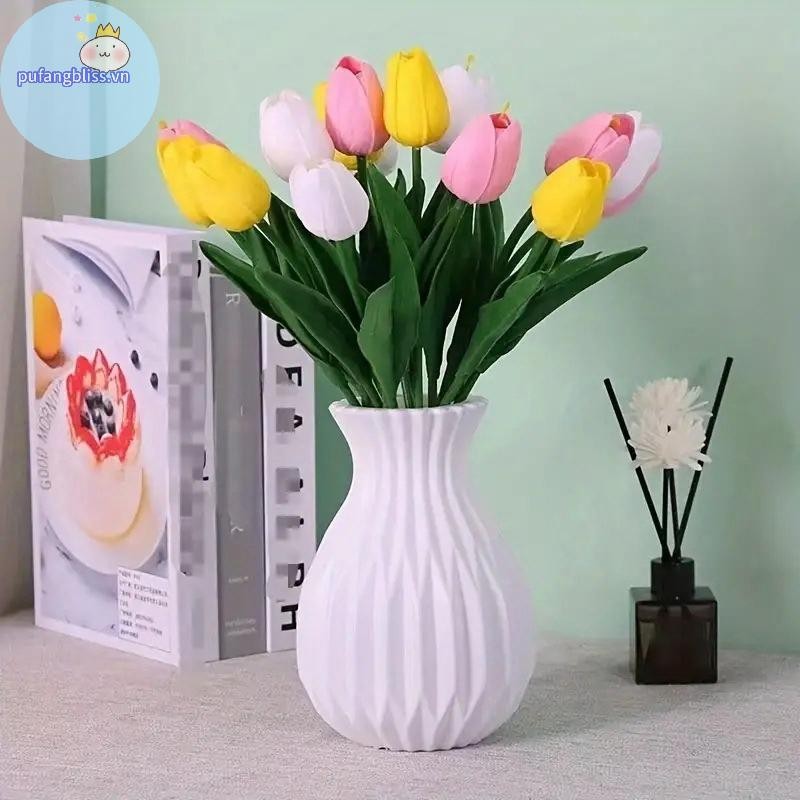 Pufangbliss 1 Chiếc Bình Hoa Bắc Âu Giả Gốm Nhựa Hoa Bình Hoa Phòng Khách Để Bàn Trang Trí Đám Cưới Trung Tâm Sắp Xếp VN