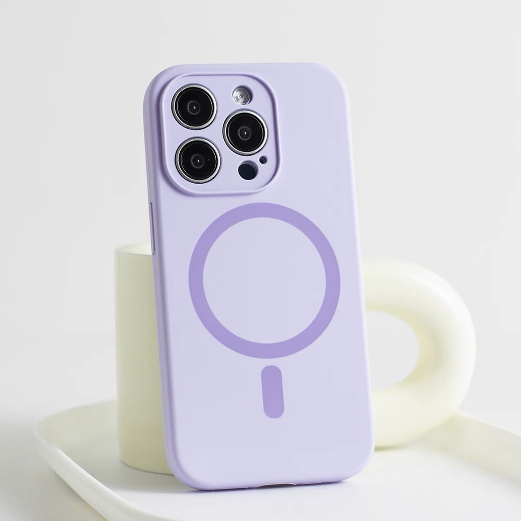 Ốp Điện Thoại Silicon Lỏng Màu Xanh Bầu Trời Từ Tính Cho iPhone 16ProMax 16Pro 16Plus 15ProMax 14 13 12ProMax Bảo Vệ Toàn Diện Camera Chống Sốc Bảo Vệ Vỏ Mềm