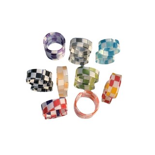 Hàn Quốc cùng kiểu khâu kẻ sọc hở Nhẫn diy nhựa phụ kiện nhẫn màu tương phản Hyuna bán buôn