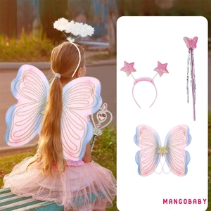 Mg-kids Cánh Bướm Bộ Sequin Ngôi Sao Cosplay Đôi Cánh Với Cây Đũa Phép Cổ Tích Và Băng Đô Trang Phục Đạo Cụ Cho Phụ Kiện Tiệc