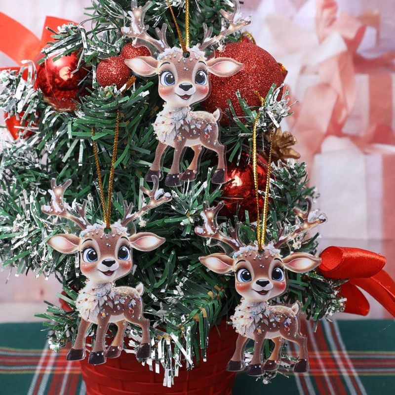 1-5 Cái Đồ trang trí treo cây Giáng sinh - Mặt dây chuyền ông già Noel nai sừng tấm Giáng sinh - Đồ dùng trang trí sân vườn dự tiệc tại nhà - Acrylic, Dễ thương, Hoạt hình, Đa phong cách