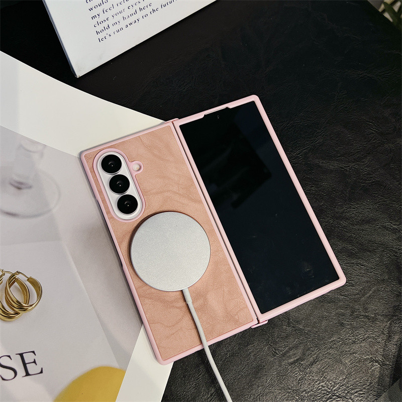 Ốp Lưng Họa Tiết Da Cừu Retro Cho Samsung Galaxy Z Fold 7 Gấp 6 Gấp 5 Gấp 4 Gấp 3 5G Sạc Không Dây Từ Tính