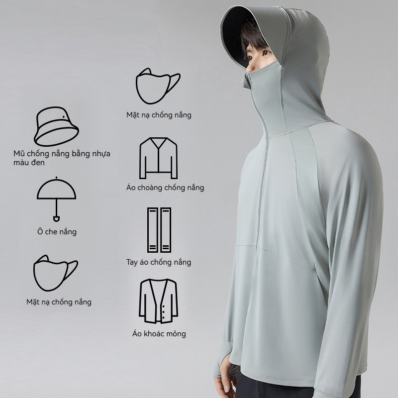 Áo Chống Nắng Su Lạnh 5D,Chống Nóng,Chống Tia UV UPF 50+,Chất Su Lạnh Mũ Rộng Vành