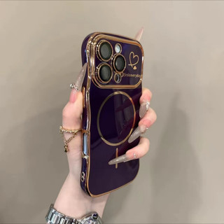 Ốp Điện Thoại Tình Yêu Từ Tính Mạ Điện Sang Trọng Cho iPhone16 15 14 13 12 11 Pro Max Bảo Vệ Camera Chống Sốc Silicon Mềm Ốp Lưng