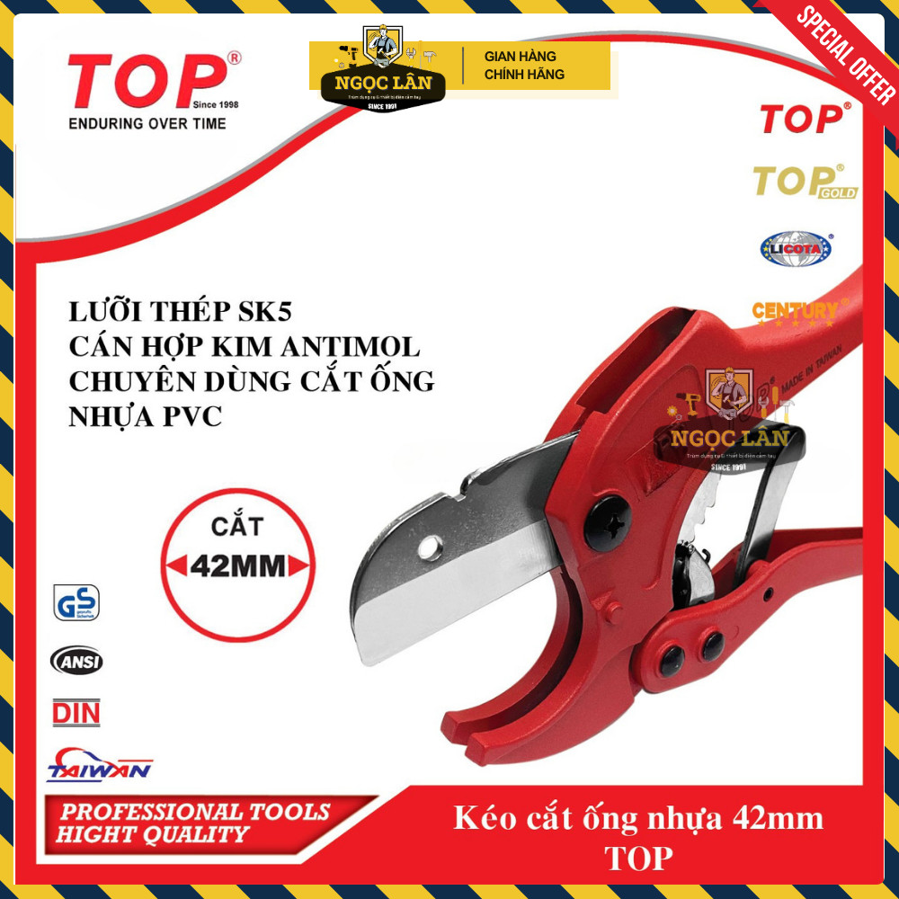[Chính hãng TOP] Kéo Cắt Ống, Dao Cắt Ống Nhựa PVC TOP 42mm thép SK5 Hàng Đài Loan Cao Cấp
