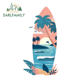 EARLFAMILY Lướt Sóng Hoạt Hình Xe Hơi Miếng Dán Cá Tính Tắc Xước Chống Thấm Nước Vinyl Decal Thích Hợp Cho Xe Máy Laptop Windows Xe Tải Ván Trượt
