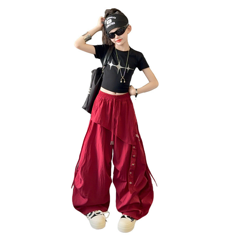 Quần yếm khô nhanh mùa hè cho bé gái Phong cách mới Trẻ em Phong cách Hàn Quốc Khâu in hình Quần thời trang thông thường
