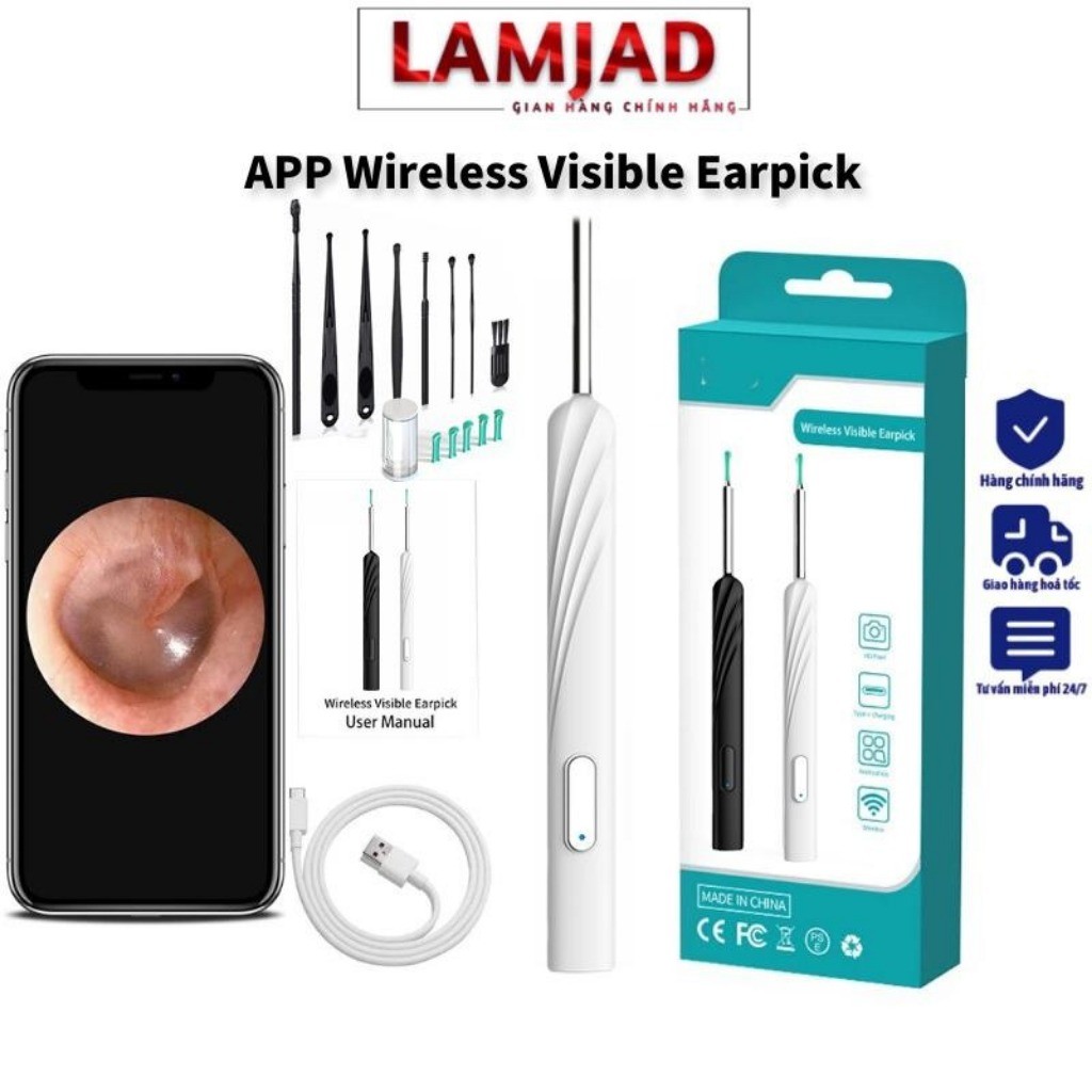 Công cụ lấy ráy tai camera HD thông minh - Đa chức năng pin 130mAh ...