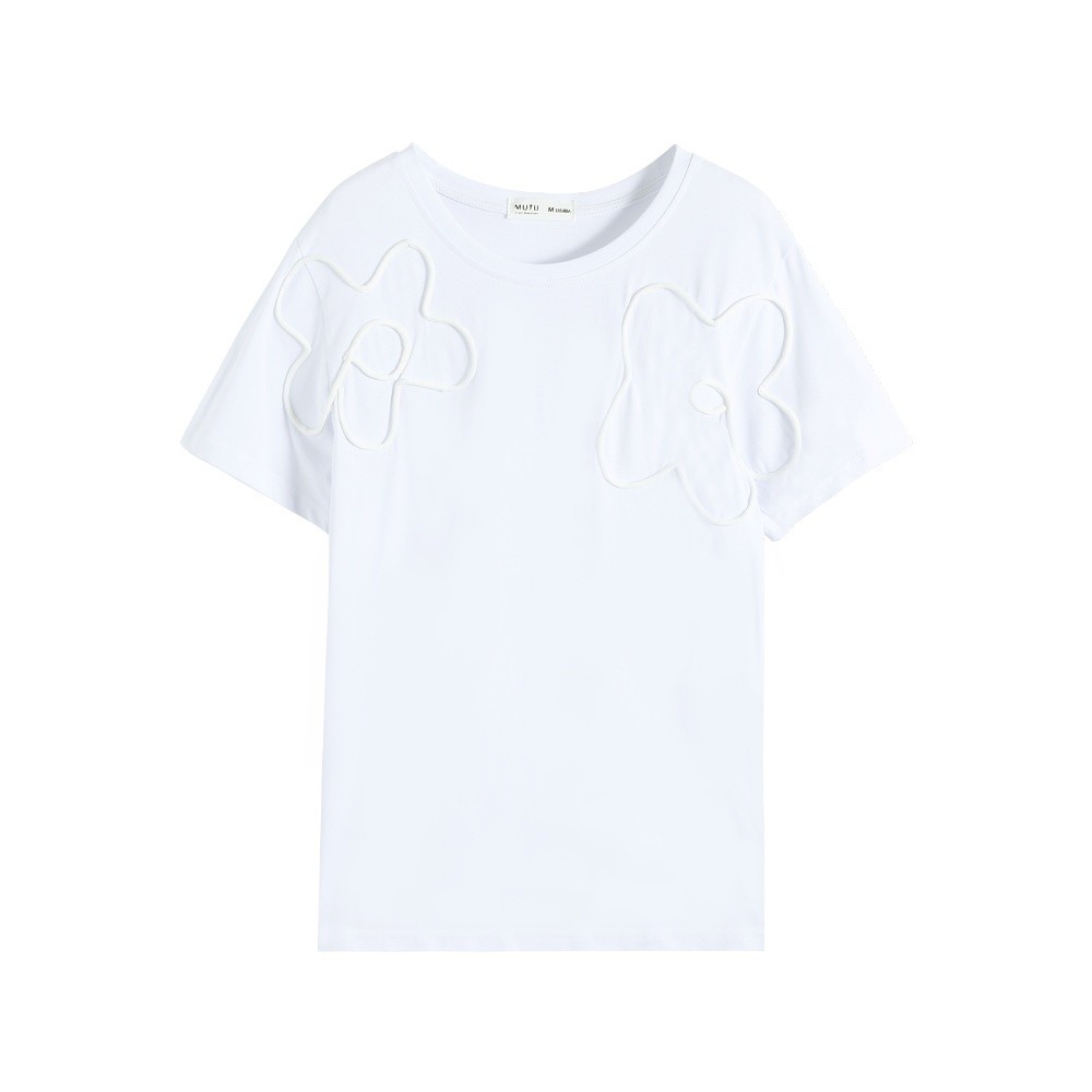 Thiết Kế Niche Tím Tay Ngắn Nữ Mùa Hè 2026 Phong Cách Mới Pháp Rời Nguyên Chất Cotton Sang Trọng Top Áo Thun