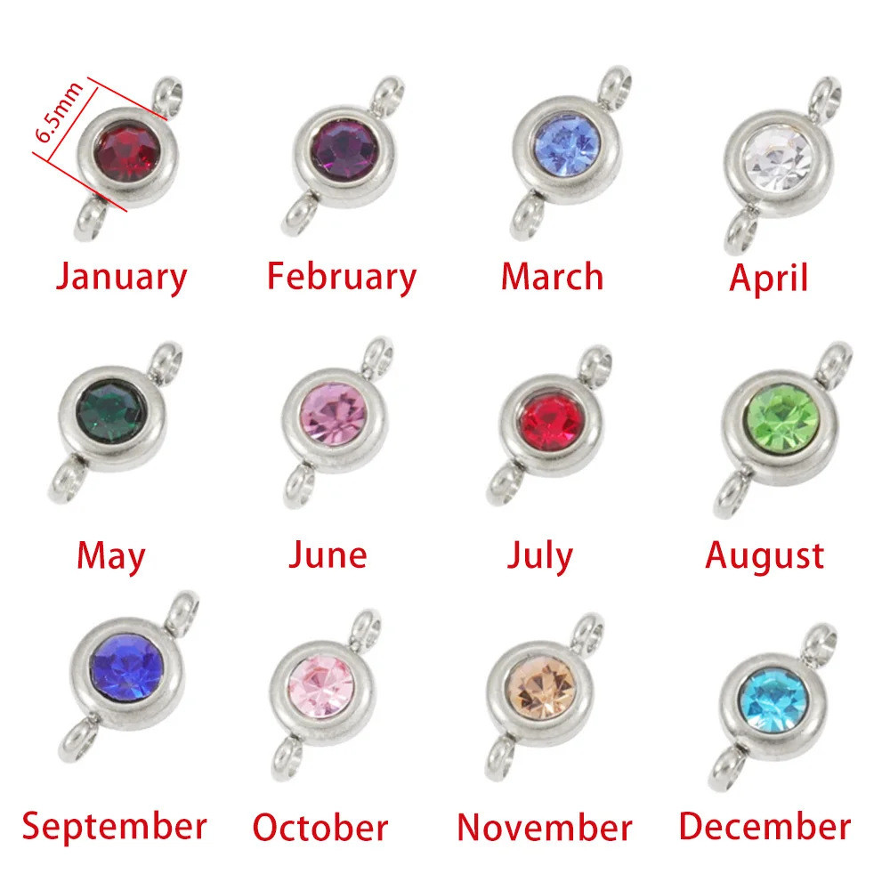 12 tháng Birthstone Ý Vòng tay mô-đun Sáng tạo DIY căng khâu dây thép titan