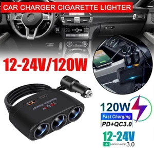 Bộ chuyển đổi phích cắm sạc ô tô 3 trong 1 Thuốc lá bật lửa đa ổ cắm xì gà Bộ chia nguồn Usb kép Bộ phận nội thất