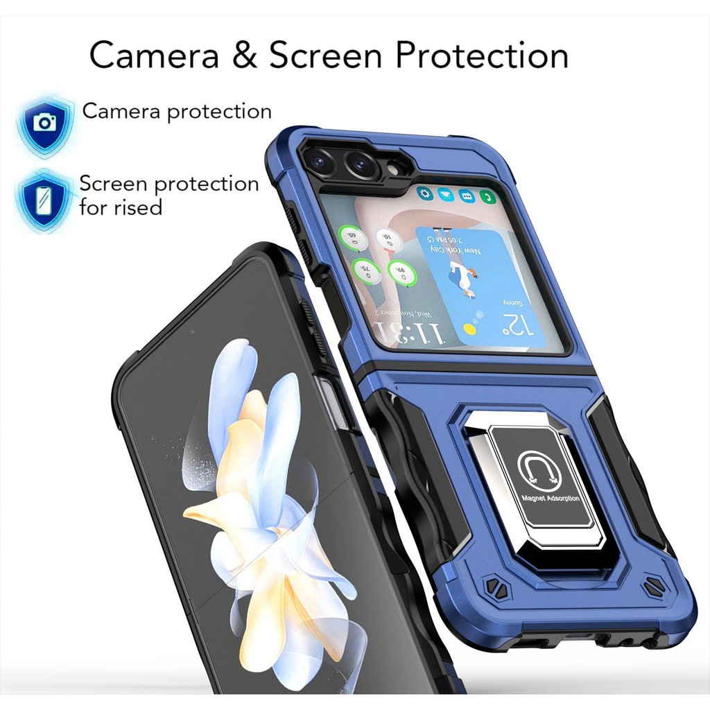 Thích hợp cho Samsung Galaxy ZFlip7 5G Mecha Giá đỡ nhẫn đeo tay Vỏ điện thoại cho Flip6 zflip5 zflip4 zflip3 Giá đỡ nhẫn Vỏ cứng Vỏ bảo vệ chống sốc