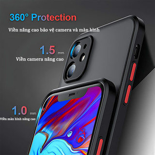 Ốp lưng iPhone viền silicon chống sốc, lưng nhám mờ, chống vân tay – Cho iPhone 14 15 16 17 Pro Max