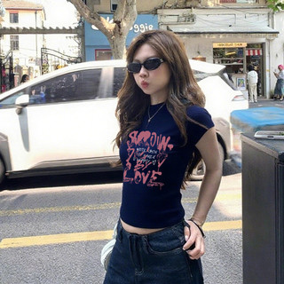 áo baby tee ôm body Xanh tím than style âu mỹ thời trang hè mùa hè Eleclassm  áo thun local brand