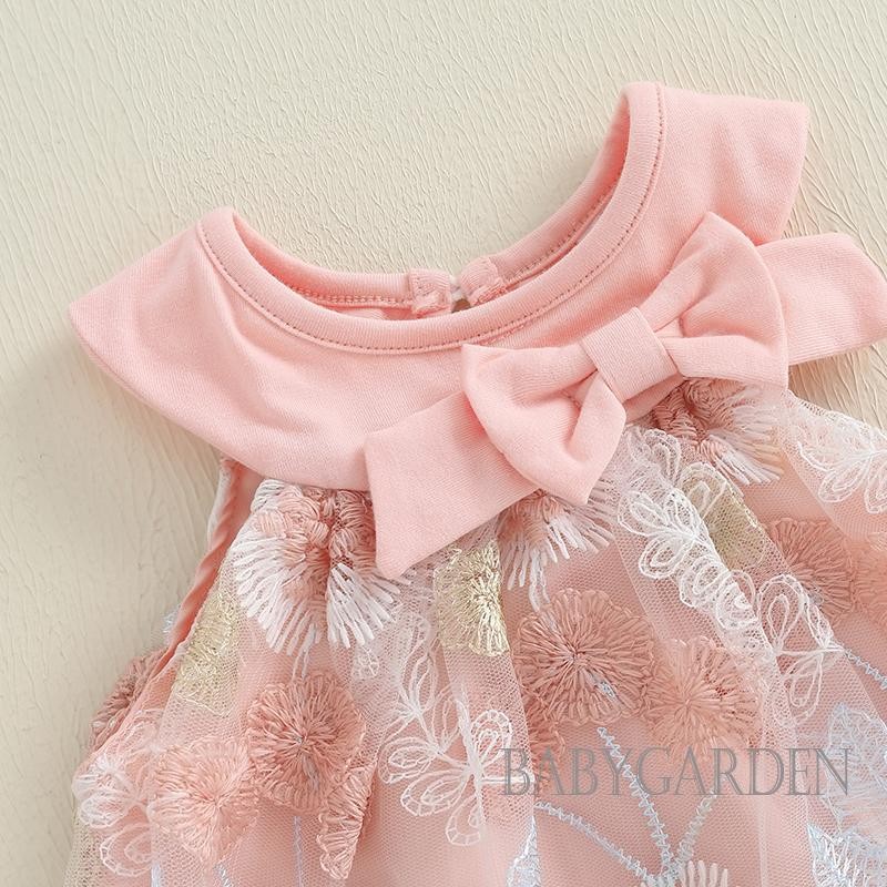 / / -Toddler Baby Girl Váy không tay mùa hè thêu hoa cổ tròn Váy chữ A