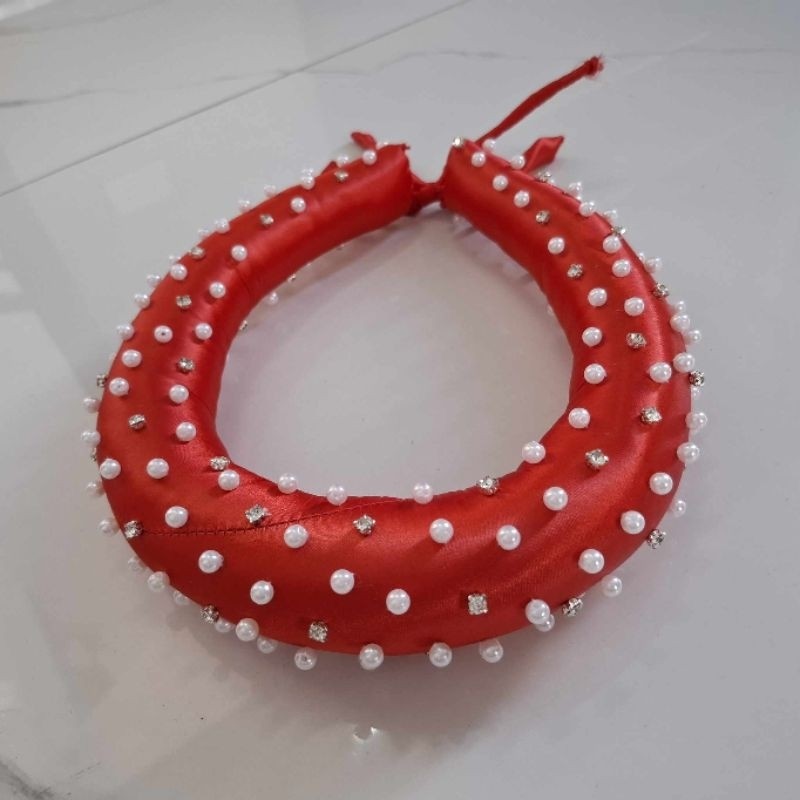Vấn (mấn) đính hạt trai nhựa cao cấp và hạt đá lấp lánh dùng đội đầu biểu diễn văn nghệ phụ kiện cô dâu bưng tráp